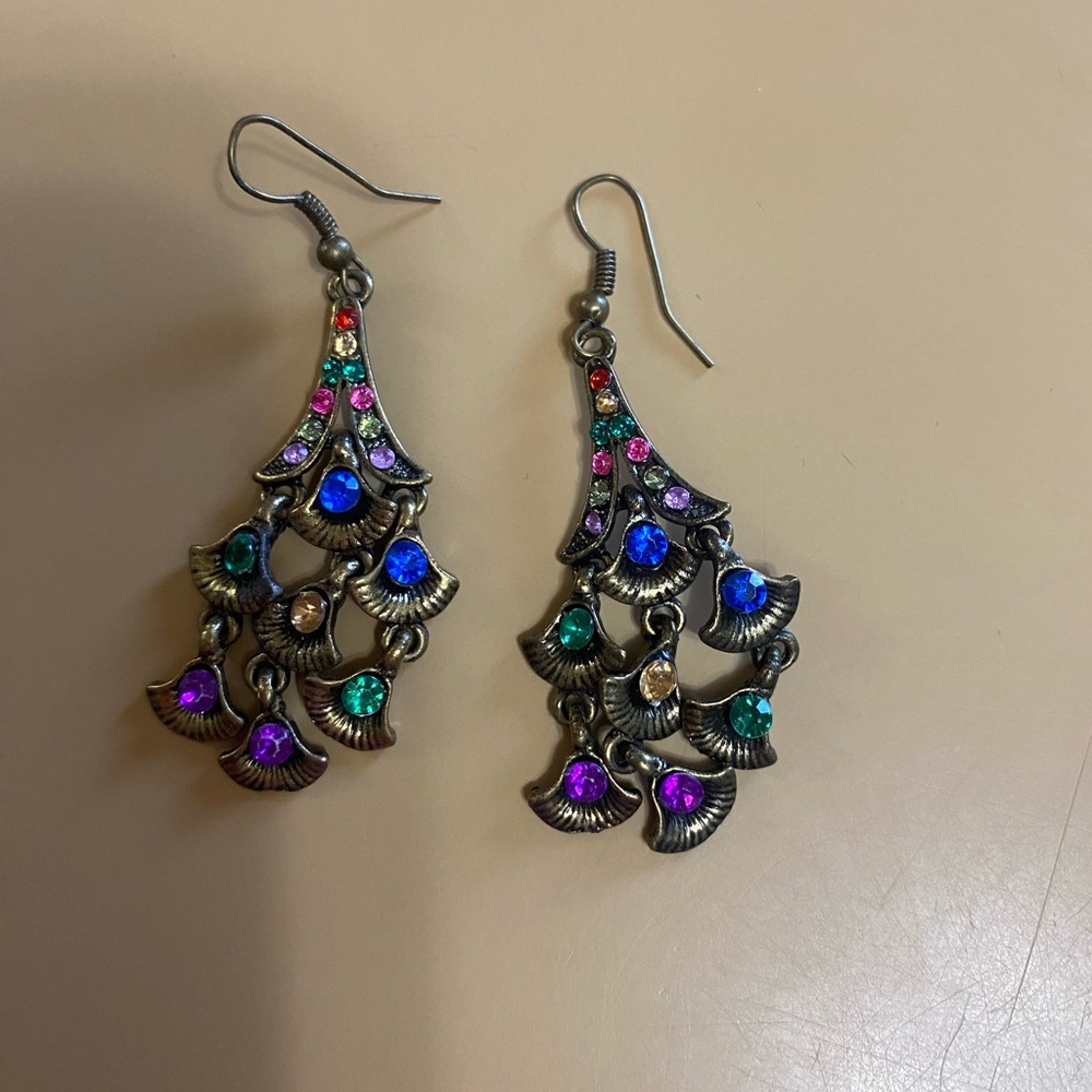 Colorful Rhinestone Pierced Earrings